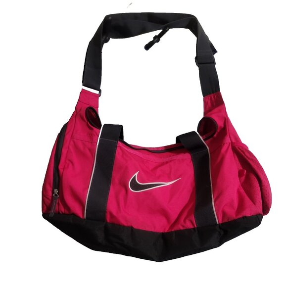 Nike Bag Medium Red Black Duffel Expandable Travel Tote Training Sportswear 22" - Picture 1 of 6